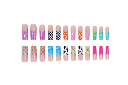 Ultra Long Water Pipe Nail Extensions, Multi-Pattern Design