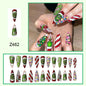 New FashionLong Pointed Grinch Christmas Nail Tips-homeunderwear