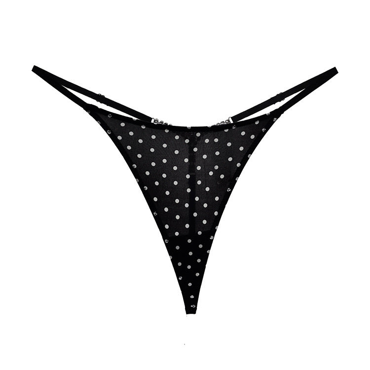 Striped Polka Dot Flower Ice Silk G-string