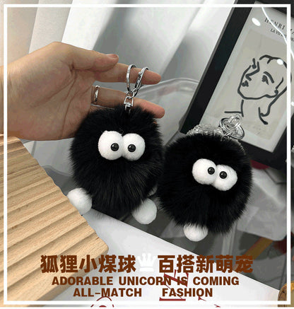 Cute Real Rabbit Fur Monster Keychain - Phone Charm