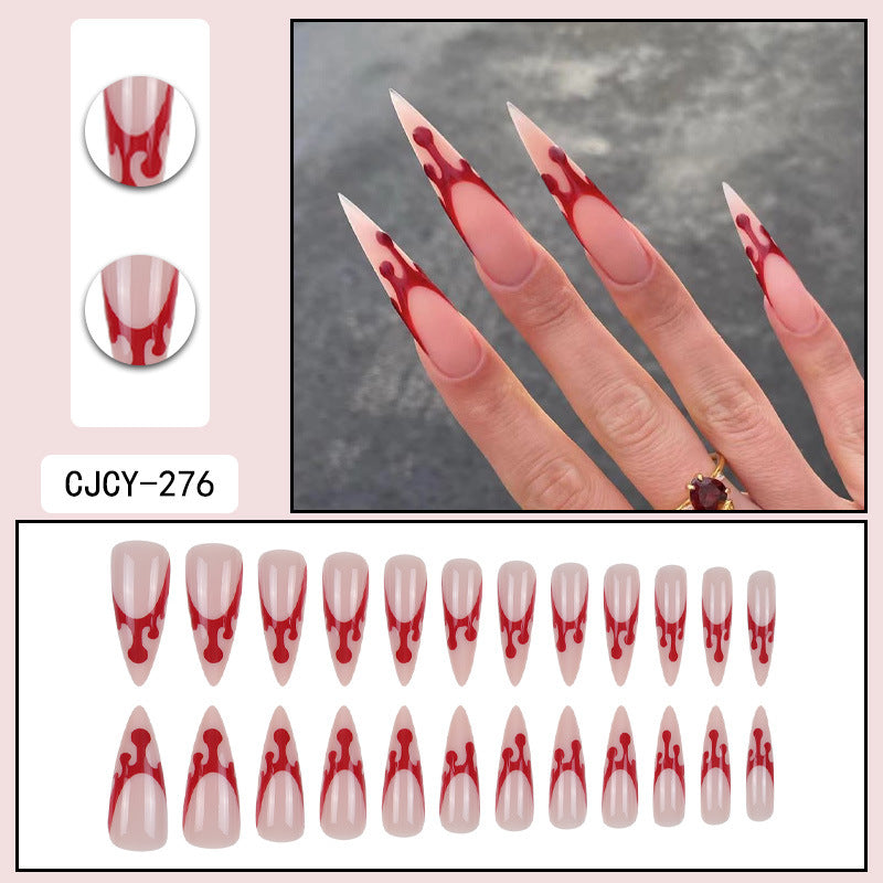 Long Gothic Blood Drop Nail Tips for Halloween