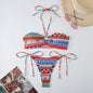 Floral Triangle String Halter Irregularity with a Dash of Elegance Bikini Swimwear