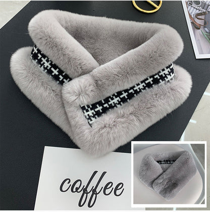 Double-Sided Real Rabbit Fur Scarf - Women's Winter Neck Warmer