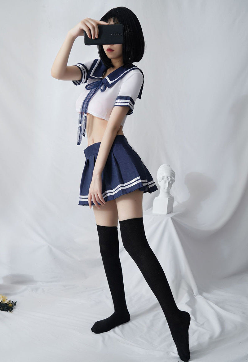 Free Shipping for Sexy Student Uniform Pleated Skirt Sailor Suit Set