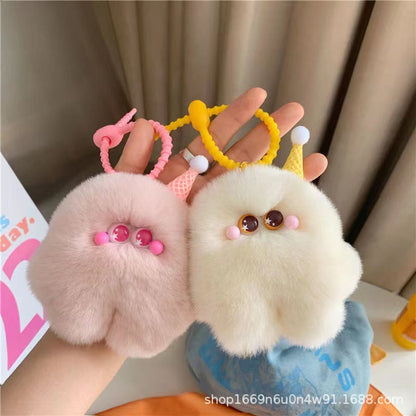 Cute Fuzzy Monster Keychain Creative Cartoon Bag Charm