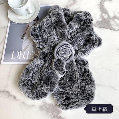 "Fashionable Real Rabbit Fur Scarf - Winter Accessory