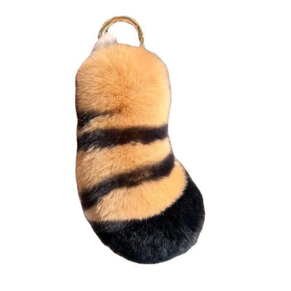 Cute Otter Rabbit Fur Tiger Tail Keychain Plush Gift