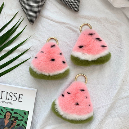 Cute Small Watermelon Sheepwool of Hare Keychain Accessory