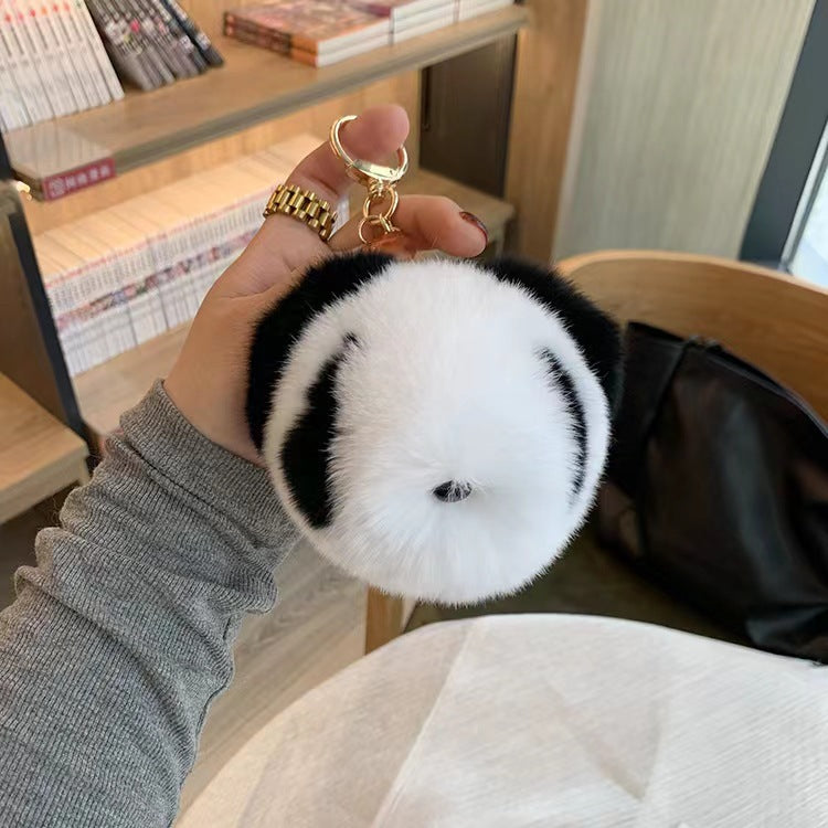 Cute Otter Rabbit Fur Panda Keychain Plush Toy Gift