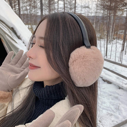 Cute Real Rabbit Fur Ear Muffs - Warm & Stylish