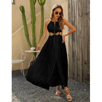 Beach Vacation Must-Have: Split-Front Backless Chiffon Dress