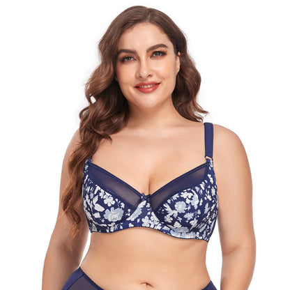 Plus Size Sexy Lace Print Bra