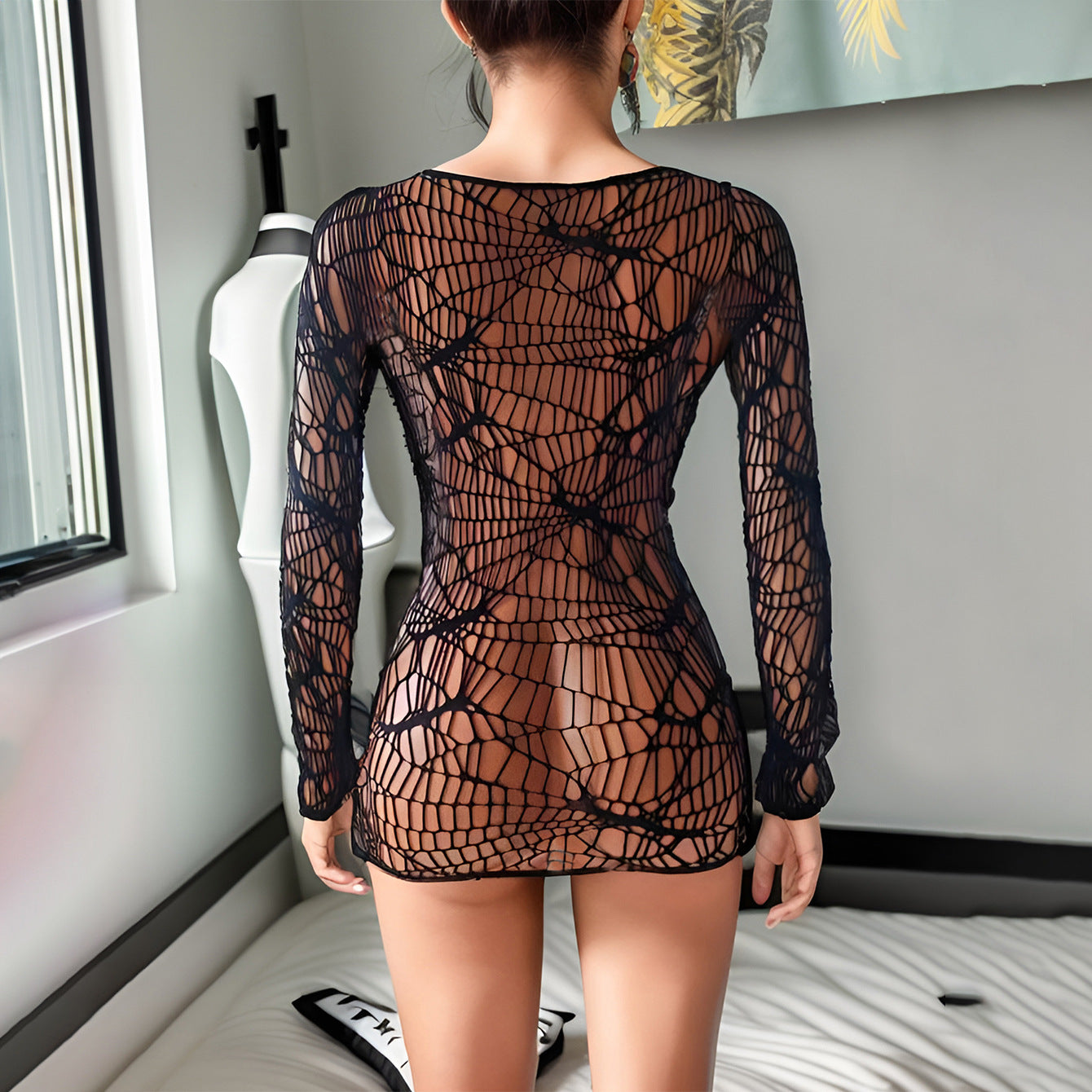 Sexy halloween cosplay Nightclub Super Short Hip Spider Web Dress Sexy Lingerie