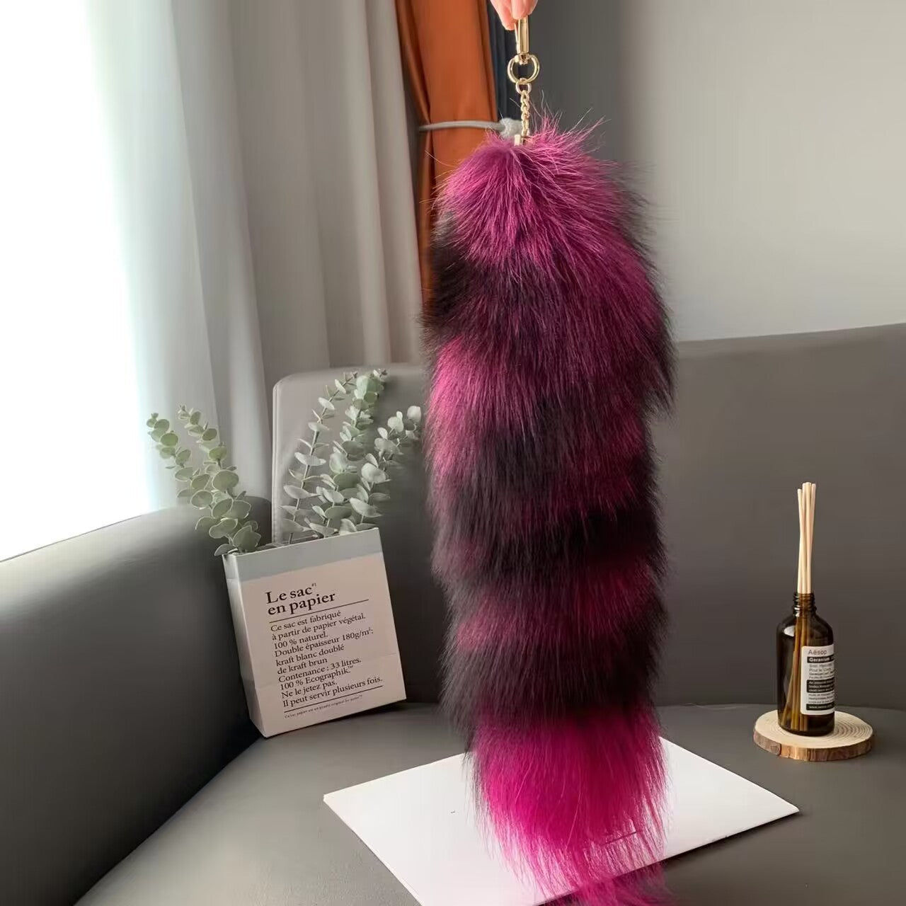 Cute Fox Tail Keychain - Furry Car Accessory