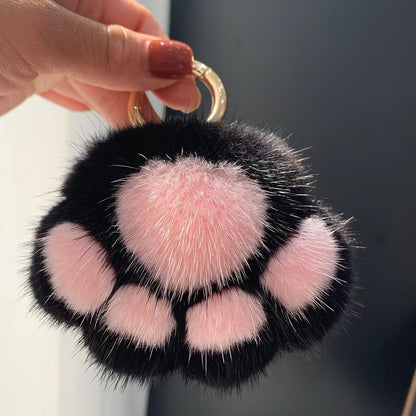 Cute Cat Paw Fluffy Charm - Keychain & Bag Accessory