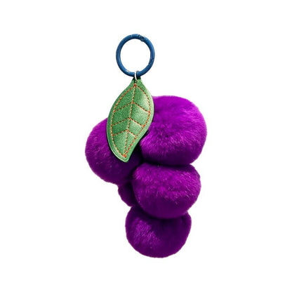 Purple Grapes Real Rabbit Fur Keychain - Bag Charm