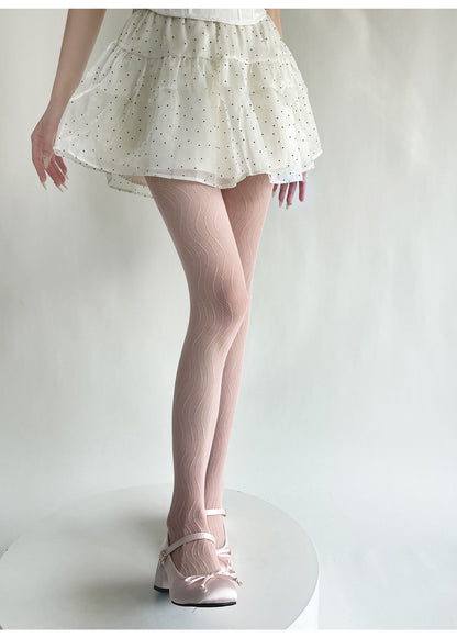 Sexy Thin Wavy Jacquard Lace Hollow Pantyhose