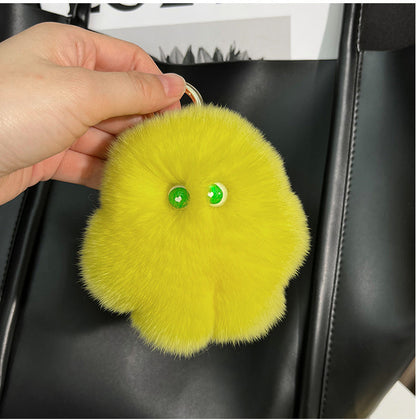 Cute Real Rabbit Fur Monster Keychain - Phone & Bag Charm