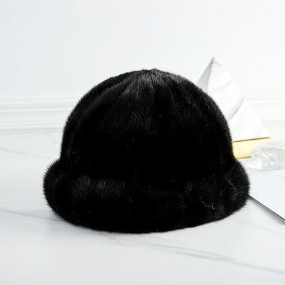 Elegant Mink Fur Beret - Warm Winter Accessory