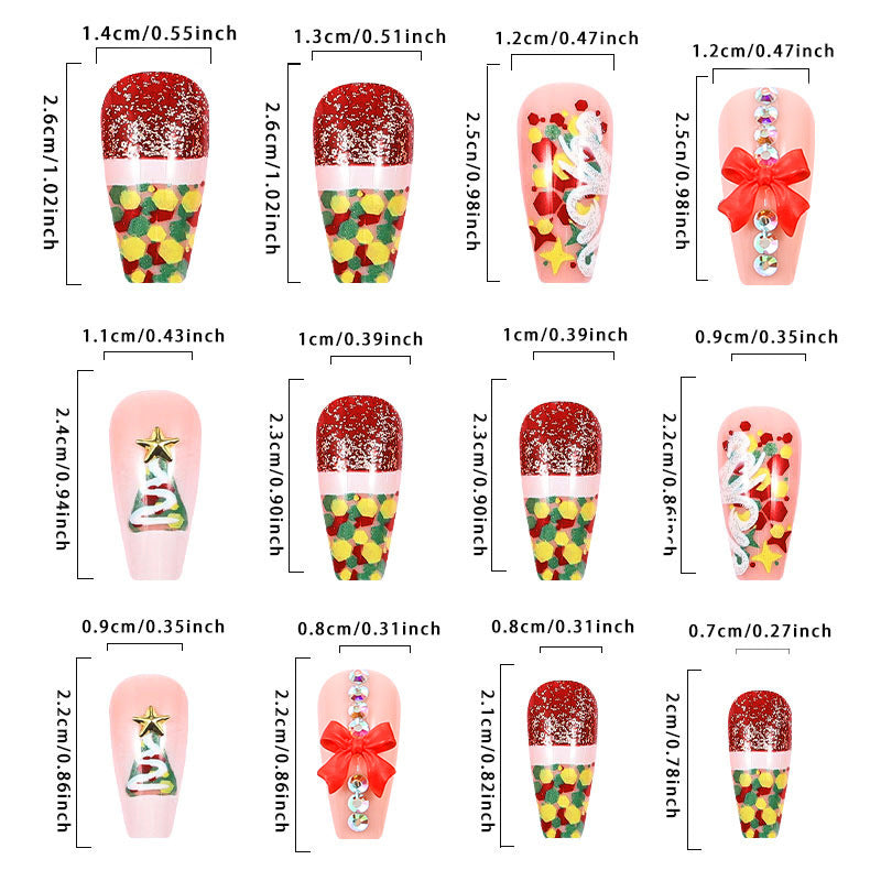 New Fashion3D Bow Christmas Nail Tips