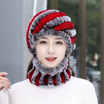 Warm Real Rabbit Fur Winter Hat for Seniors