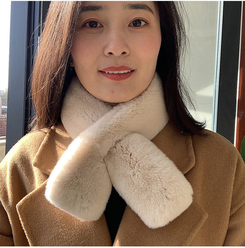 Double-Sided Real Rabbit Fur Scarf - Winter Warmth