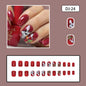 Spring Summer Red Glitter Short Square Easter Nails