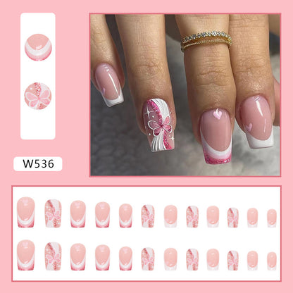 Spring Pink Butterfly Nail Tips for Romantic Style