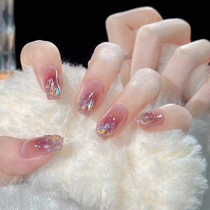 Aurora Rhinestone Nail Extensions, Detachable and Glamorous