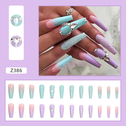 Dual-Tone Swarovski Crystal Droplet Nail Tips Finished Milk Green Taro Purple-homeunderwear