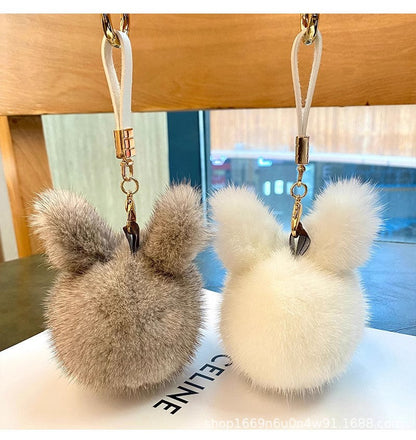 Faux Mink Fur Mini Rabbit Keychain Car Decor