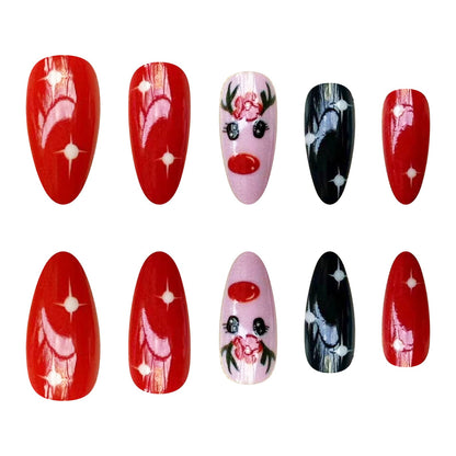 Christmas Red Green White Almond Shaped Nail Art Stickers