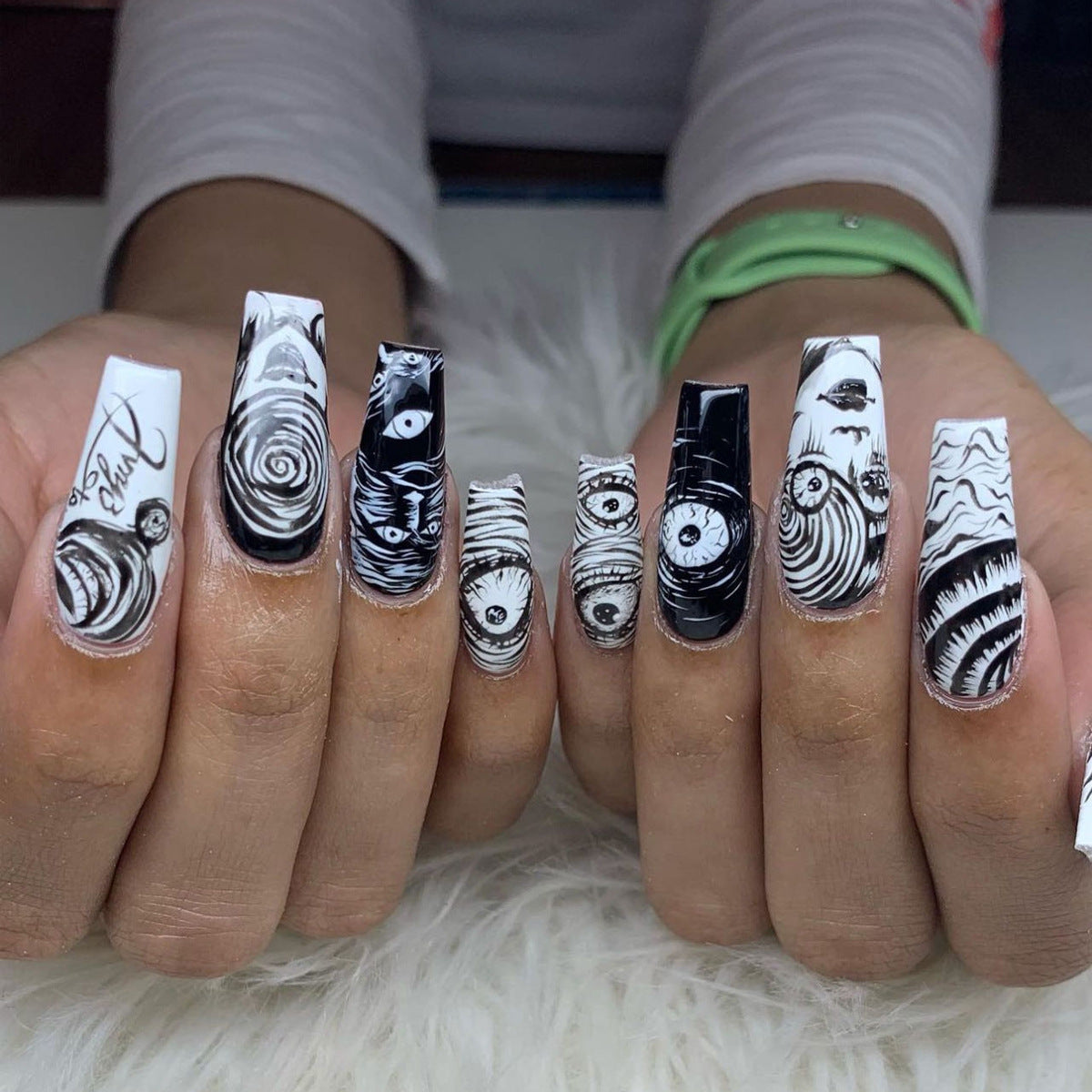 Halloween Ballet Sketch Horror Manga 2D Design Nail Tips