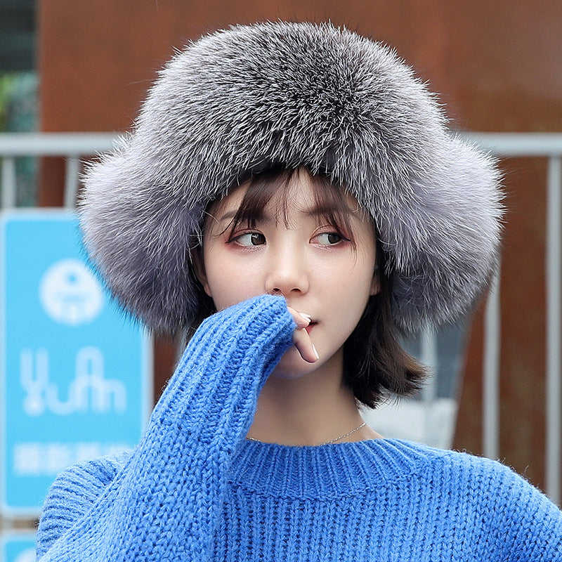 Warm Fox Fur Ear Flap Hat - Winter Accessory