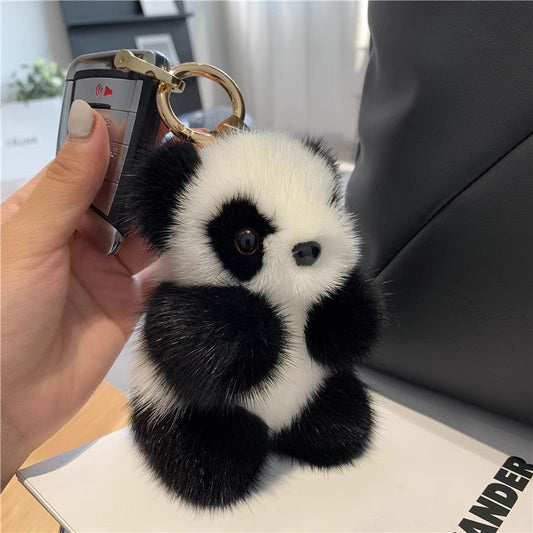 Cute Faux Mink Panda Keychain Plush Toy