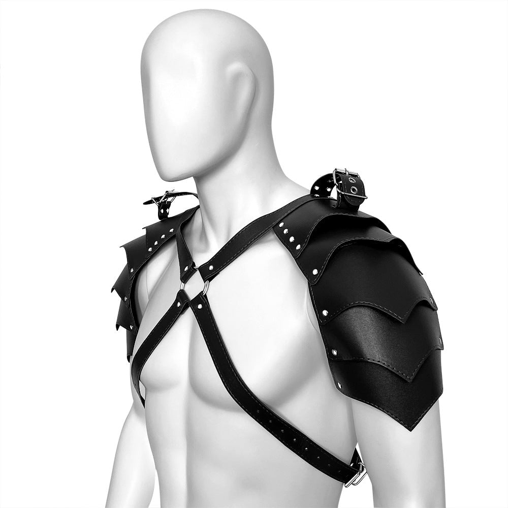 Free Shipping For Men's Bondage Shoulder Leather Jacket Bandage Set