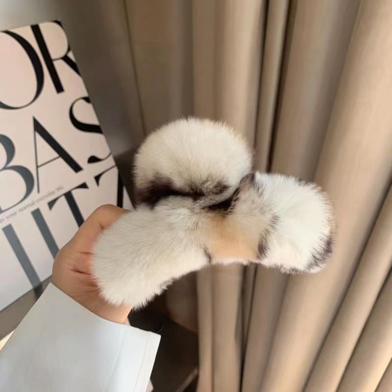 Luxury Real Rabbit Fur Hair Claw - Cute Ponytail Holder