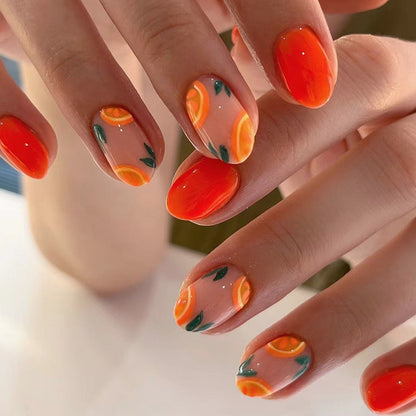 Summer Fresh Orange Nails, Sweet and Spicy, Ins Style-Homeunderwear