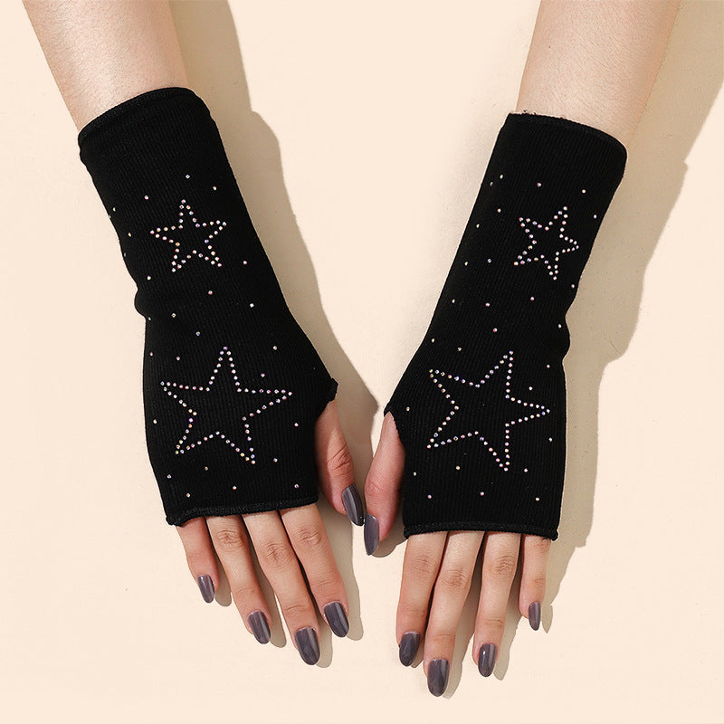 Warm Case Hot Diamond Half Finger Gloves