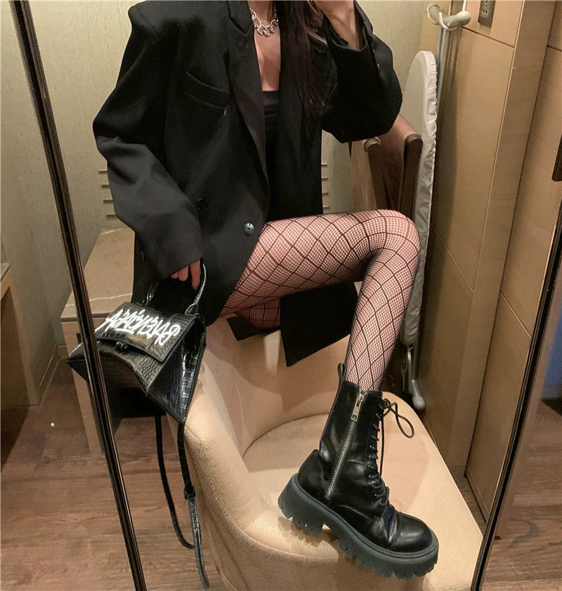 Sexy Black Rhombus Mesh Fishnet Stockings Pantyhose