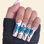 Long Ballet Nail Extensions with Graffiti Design, 24 Pieces