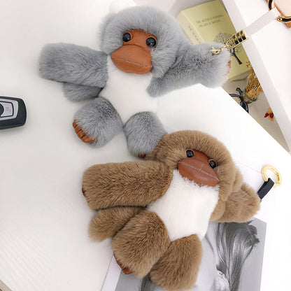 Cute Otter Fur Monkey Charm Keychain & Bag Decor