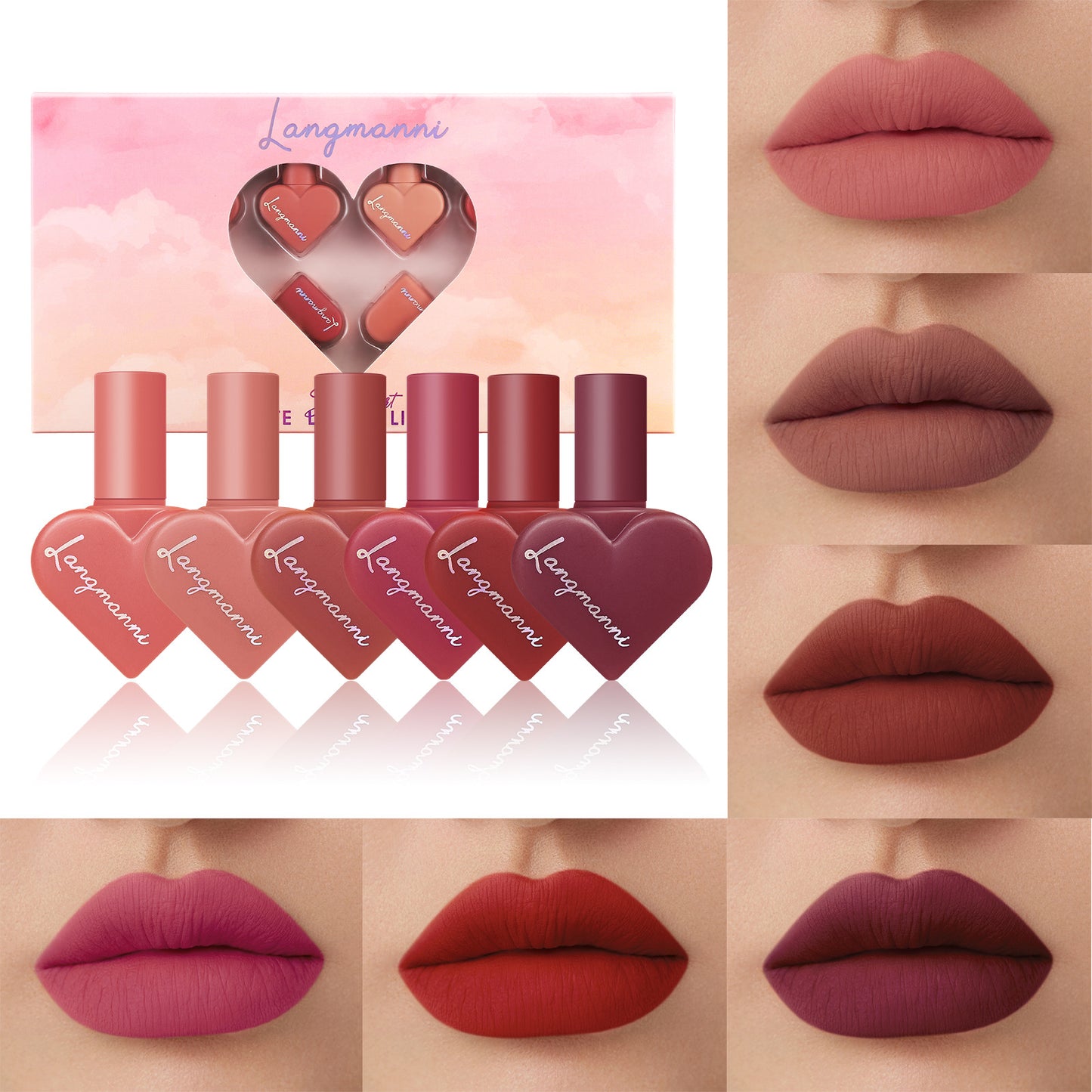 New Fashion12-Color Heart-Shaped Matte Lipstick Set-homeunderwear