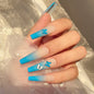 Long Matte Blue Butterfly Ballet Nail Extensions