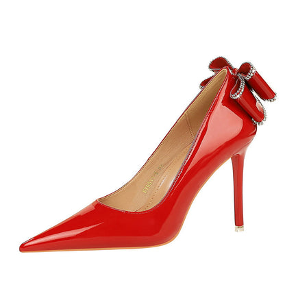 Elegant Shallow Mouth and Bowknot Detail Pointed-toe Stiletto Heels Shoes-Homeunderwear