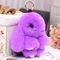 Real Rabbit Fur Lying Rabbit Keychain Car Accessory