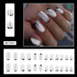 Square Minimalist Aurora Black and White Ombre Nails, INS Style