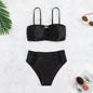 Solid Color Strapless Hollow-out Fashionable Bikini Swimsuit