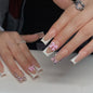 Extra Long Nail Tips with Bow and Crystal Decor