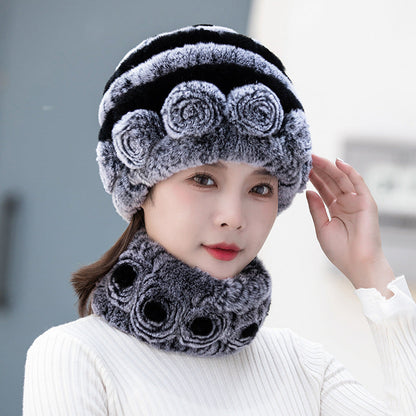 Stylish Real Rabbit Fur Ear Flap Hat - Warm Winter Accessory